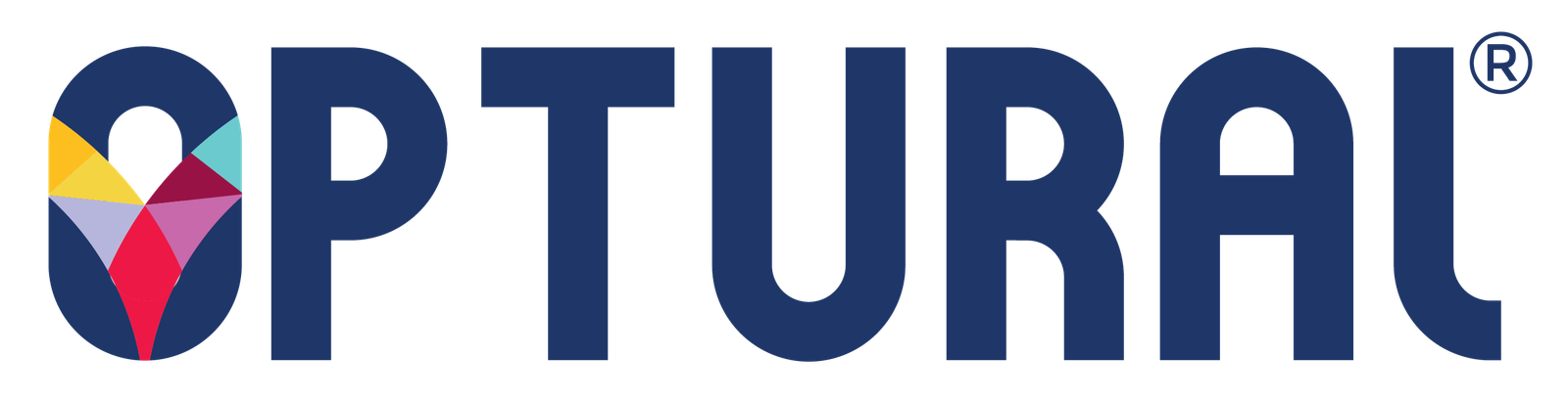 The official logo for Optural, featuring the brand name in bold blue capital letters with a stylized multi-colored 'O' representing diversity in wellness and pharmaceutical solutions.